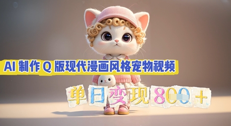 AI制作Q版现代漫画风格宠物视频，单日变现几张-4503资源库